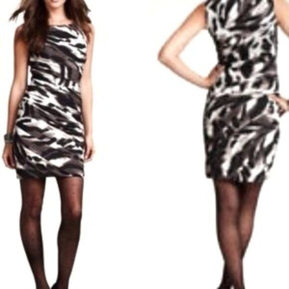 Ann Taylor Factory Animal Print Ruched Sleeveless Multicolor Dress Size 2 - Picture 1 of 12